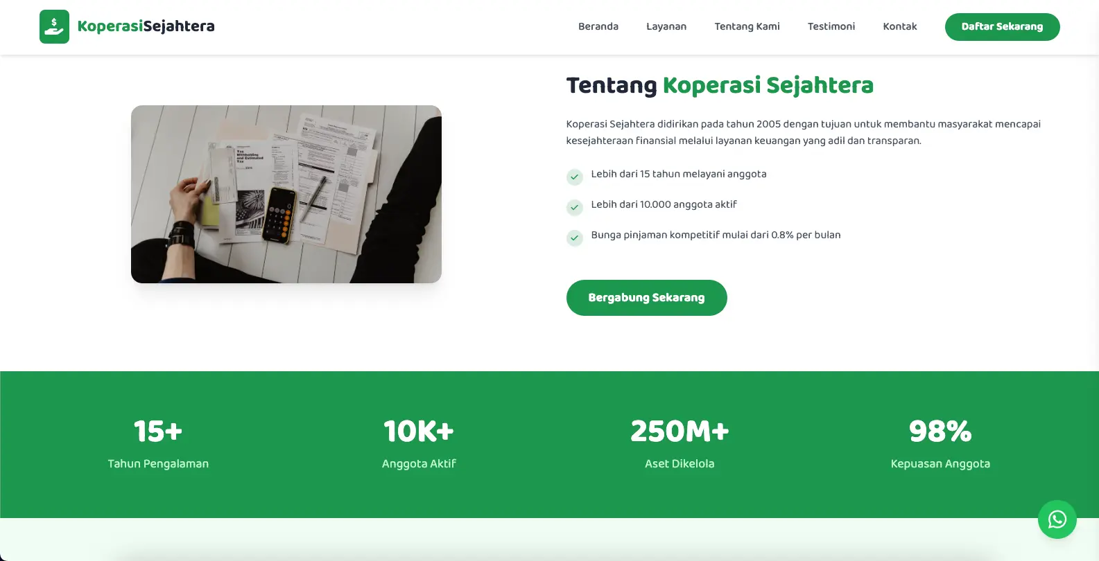 Screenshot: Landing Page