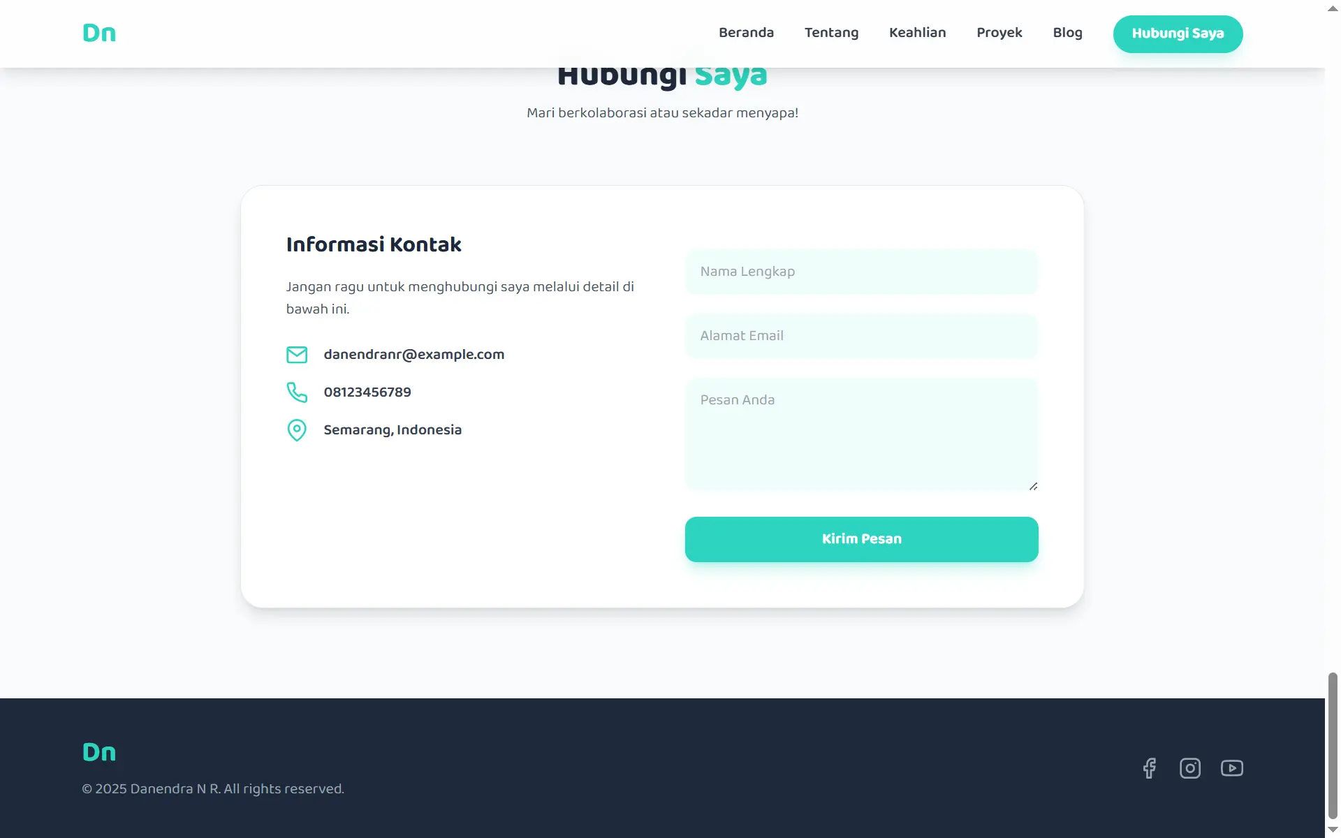 Screenshot: Form Kontak
