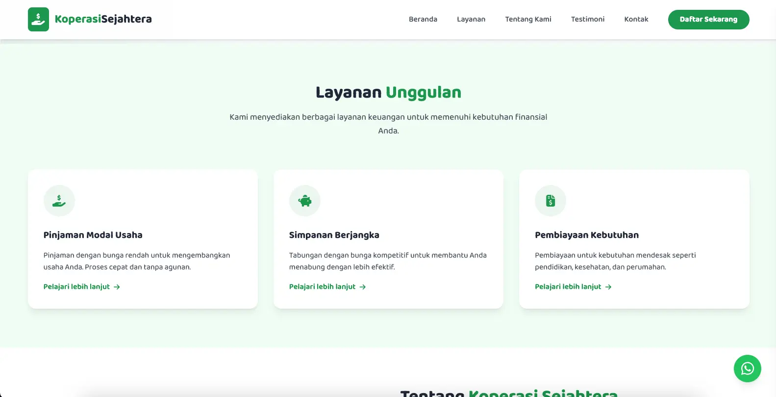 Screenshot: Landing Page