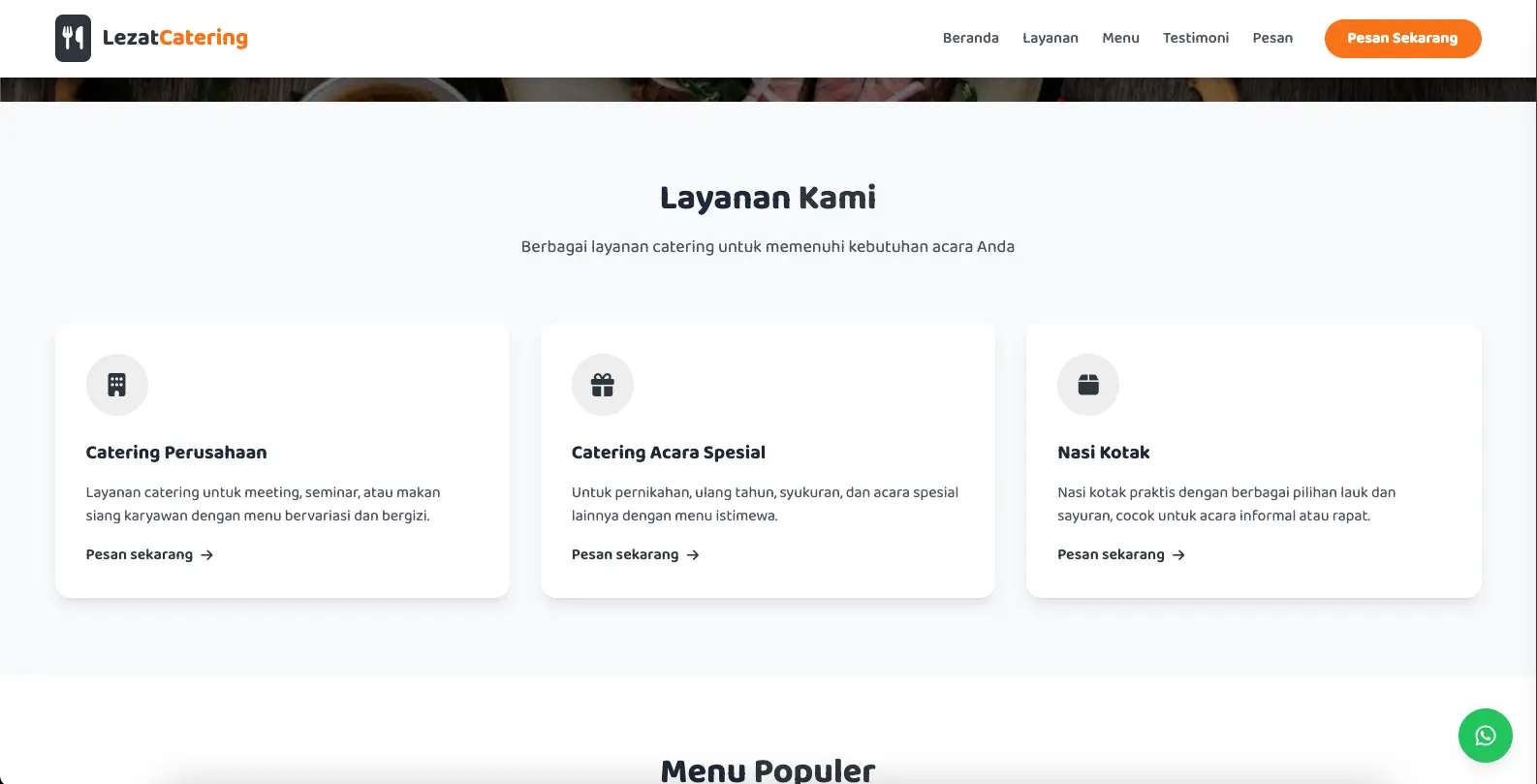 Screenshot: Landing Page