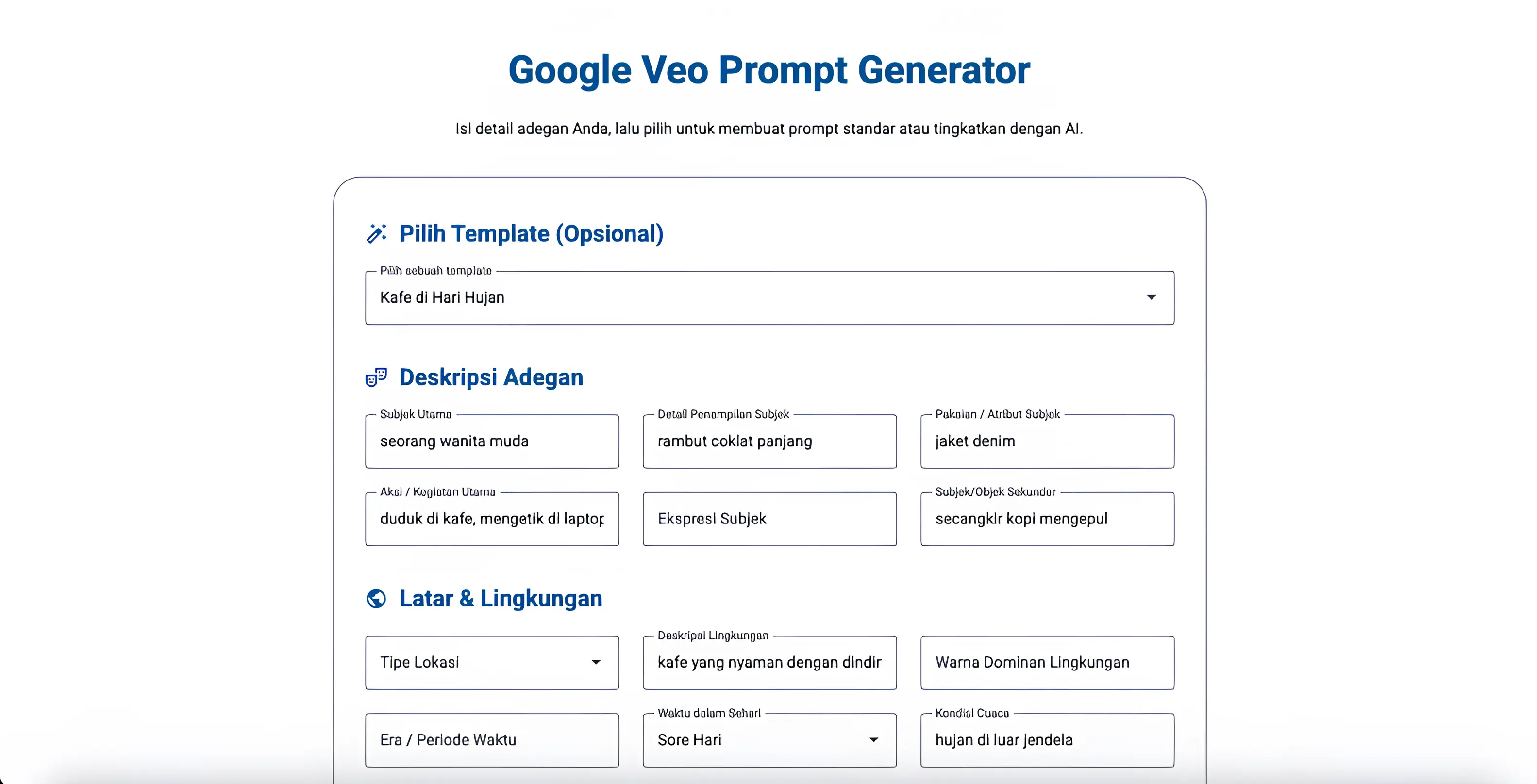 Source Code Google Veo Prompt Generator