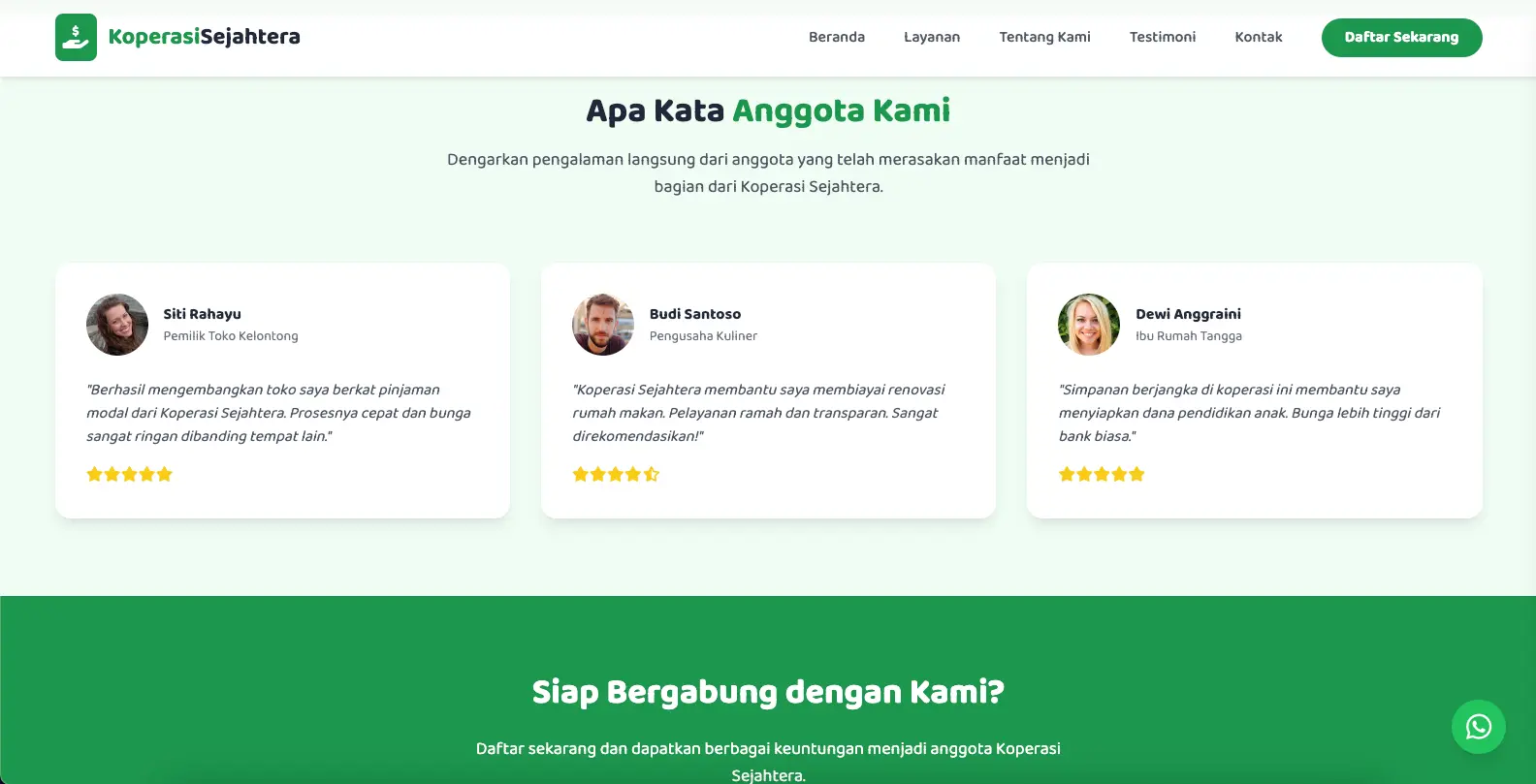 Screenshot: Landing Page