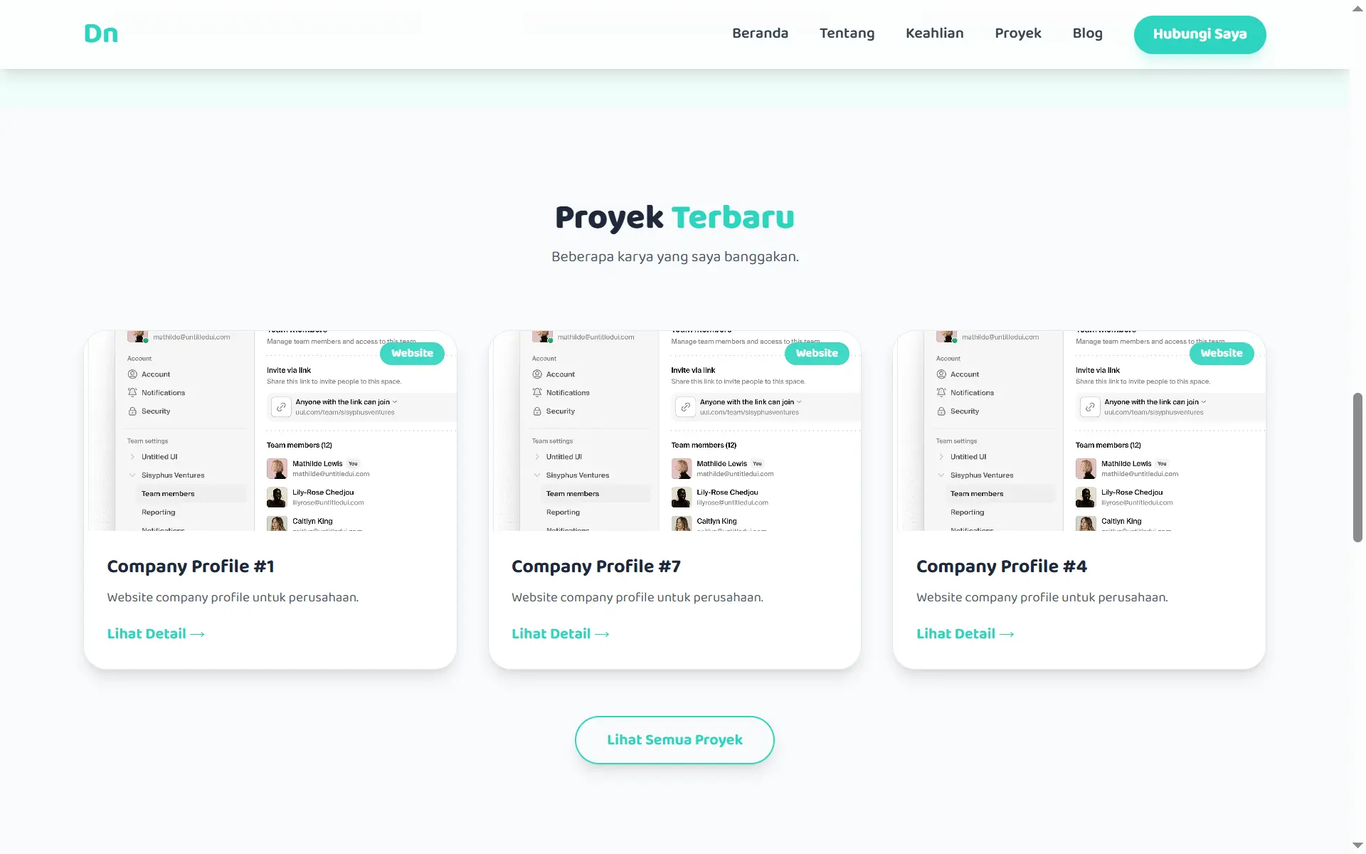 Screenshot: Daftar Proyek