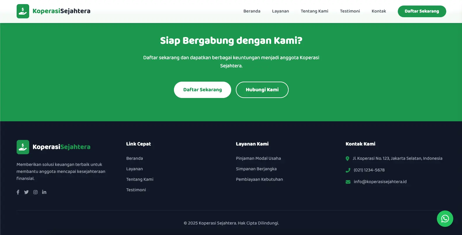 Screenshot: Landing Page