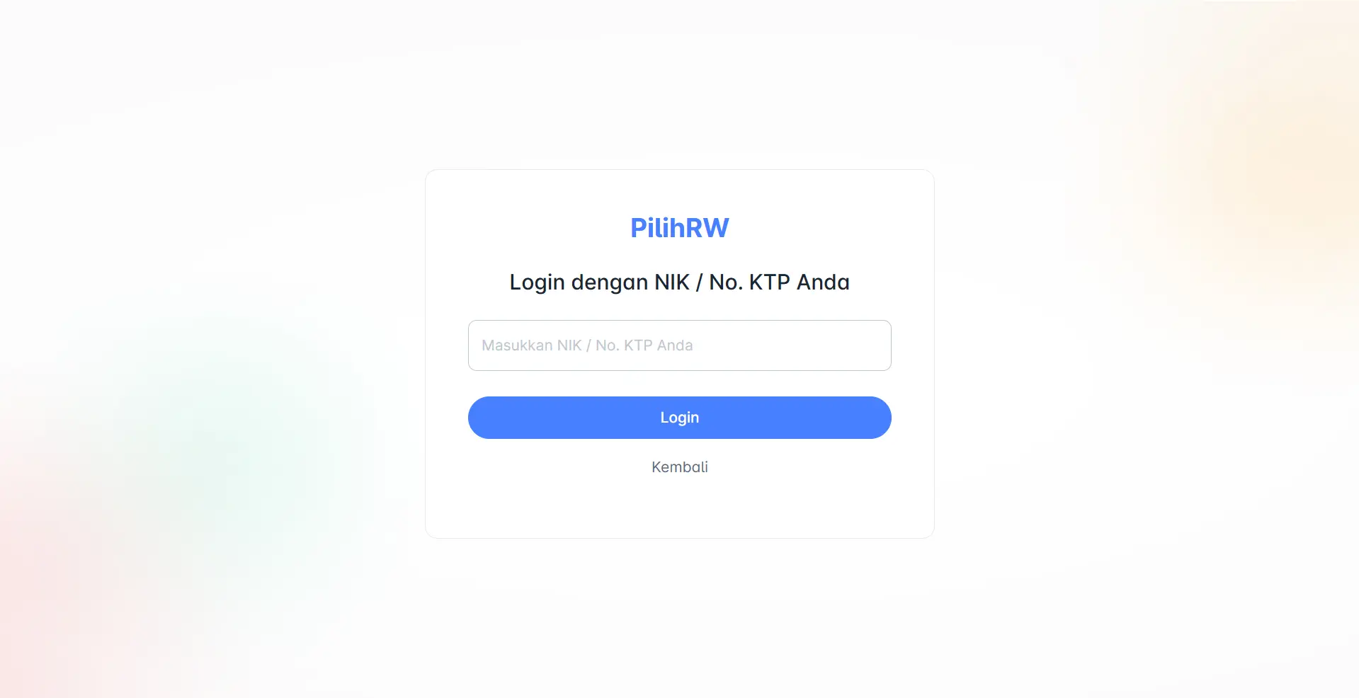 Screenshot: Login Page