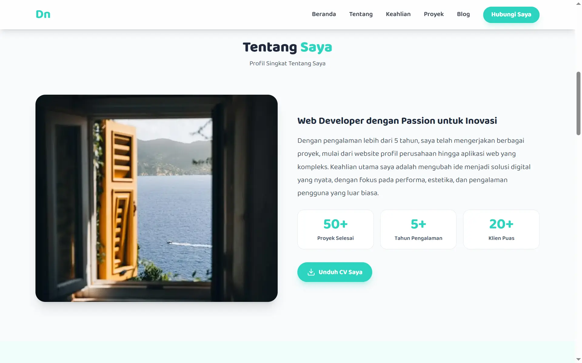 Screenshot: Tentang Saya